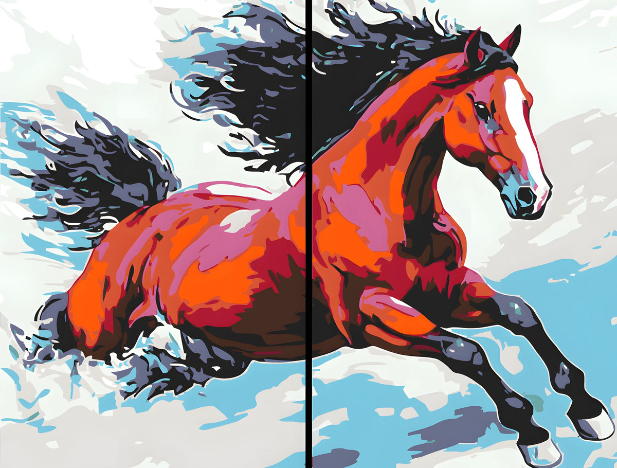 Malen nach Zahlen Rotes Pferd Moderne TierKunst - 2-teilig (Duo)