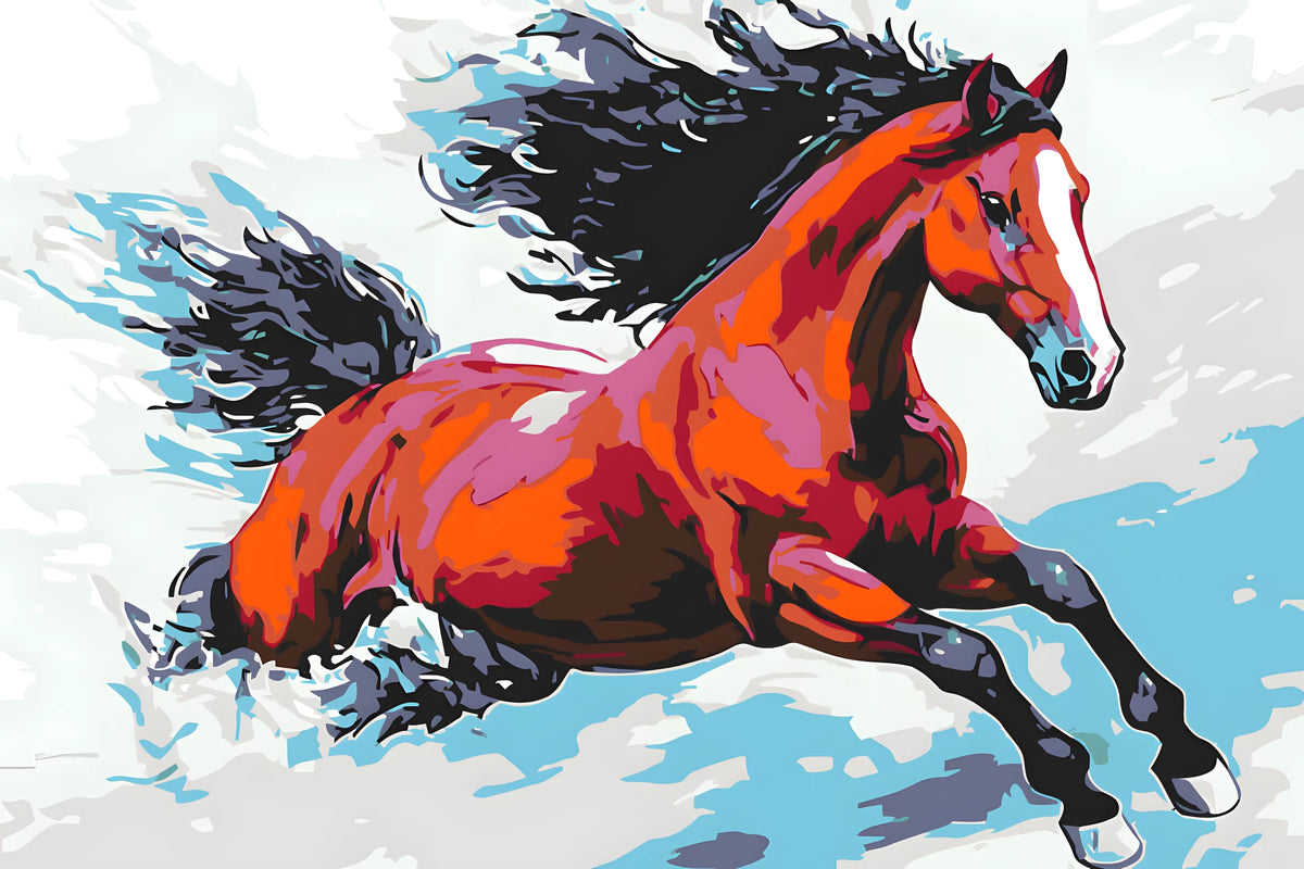 Malen nach Zahlen Rotes Pferd Moderne TierKunst