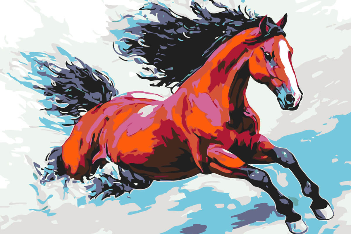 Malen nach Zahlen Rotes Pferd Moderne TierKunst