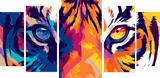 Malen nach Zahlen Tiger Augen Moderne TierKunst - 5-teilig