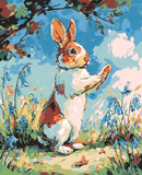 Malen nach Zahlen Hase mit Schmetterlingen im Sommer