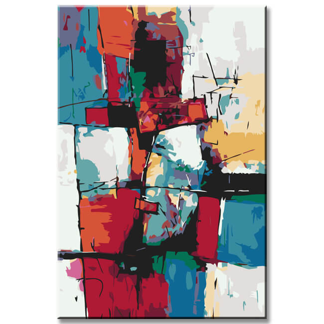 Malen nach Zahlen Abstrakte Kunst Farbakzente I