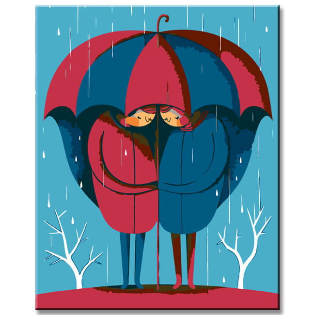 Malen nach Zahlen Paar im Regen I