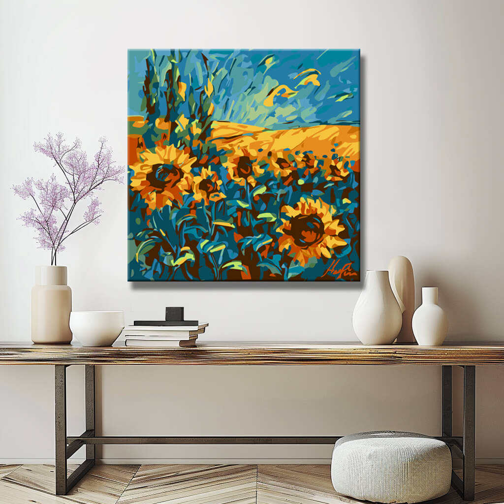 Malen nach Zahlen Fröhliche Sonnenblumen