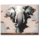 Malen nach Zahlen Fotokunst Elefant aus der Mauer