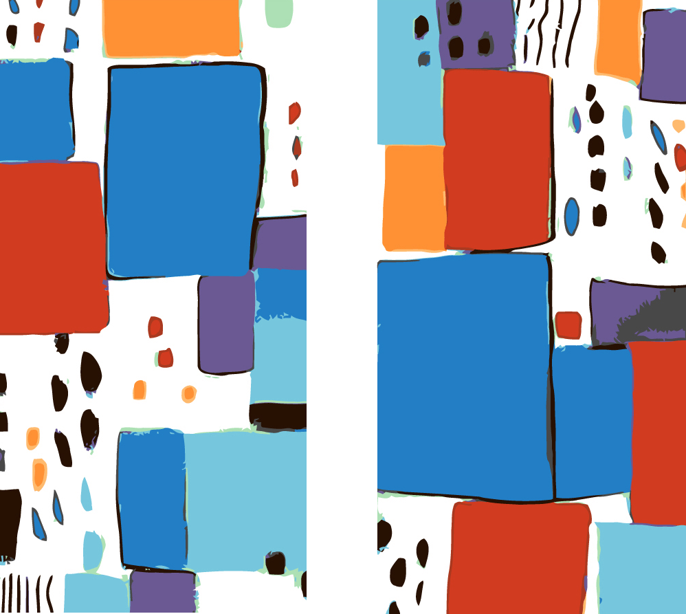 Malen nach Zahlen Abstrakte Kunst bunte Quadrate 2-teilig