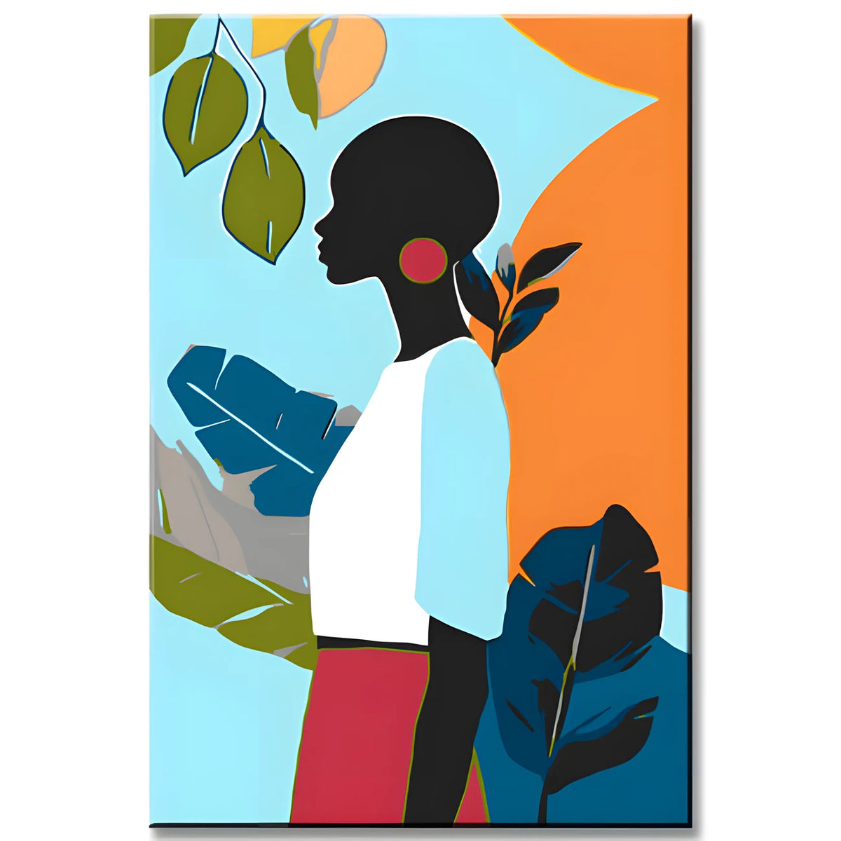Malen nach Zahlen Kunst Minimalismus Schwarze Frau Pflanze