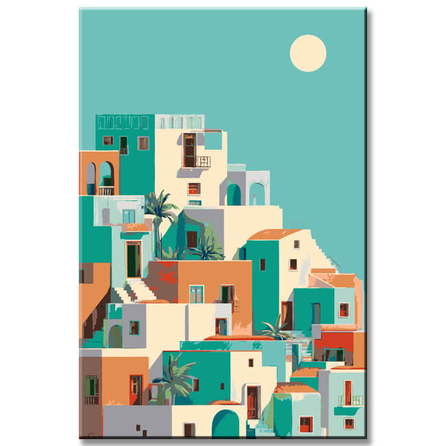 Malen nach Zahlen Kunst Minimalismus Haus mit Pool