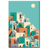 Malen nach Zahlen Kunst Minimalismus Haus mit Pool