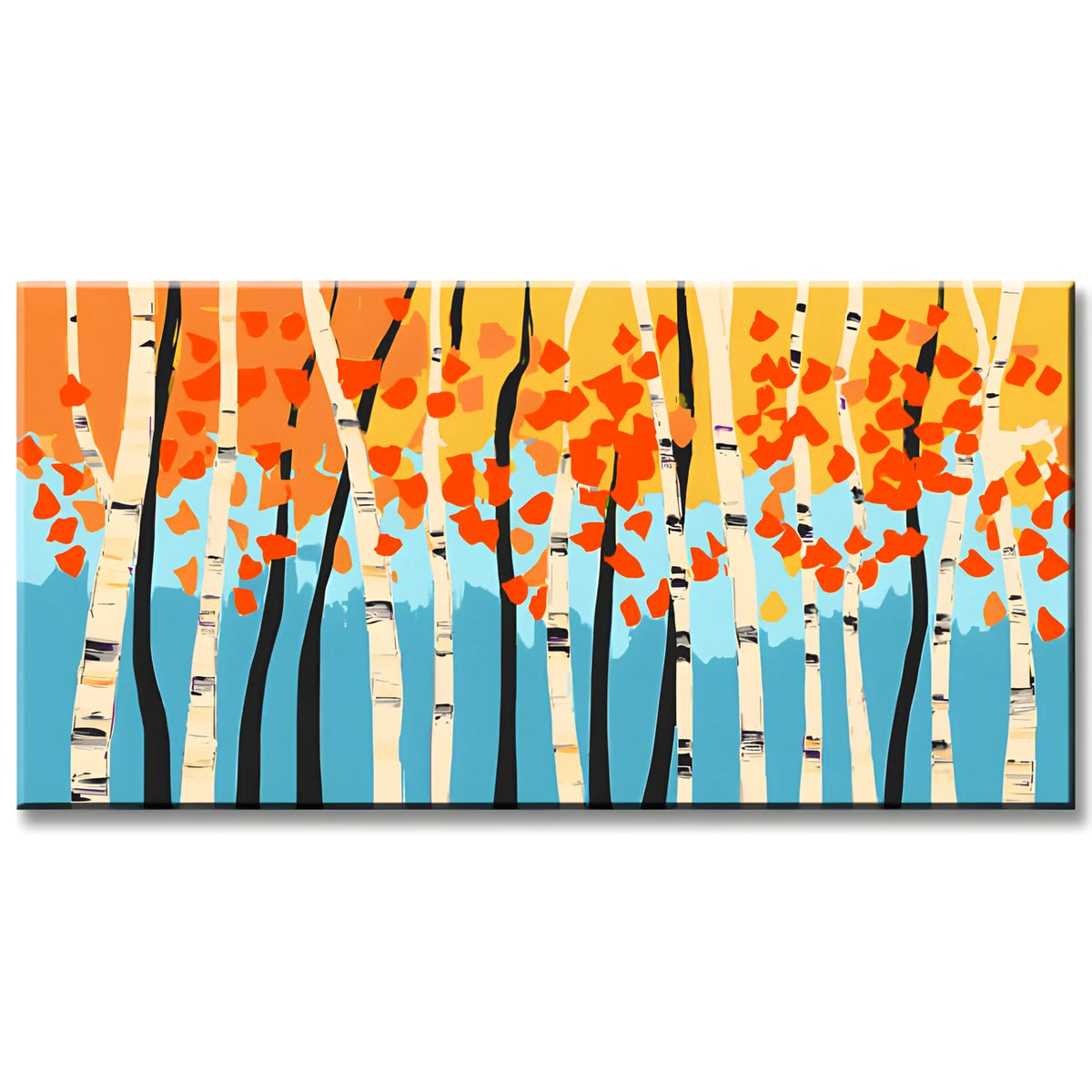 Malen nach Zahlen Kunst Abstrakte Malerei Bäume Blau Orange