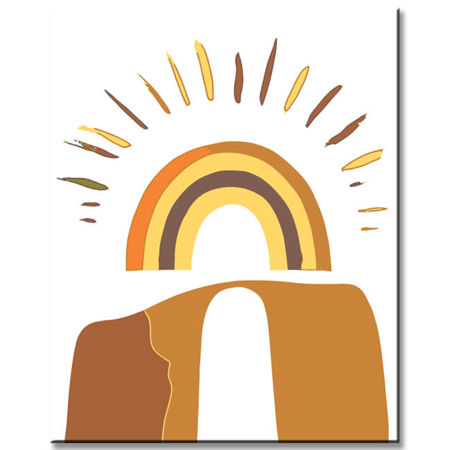 Malen nach Zahlen Kunst Minimalismus Sonnenschein mit Regenbogen