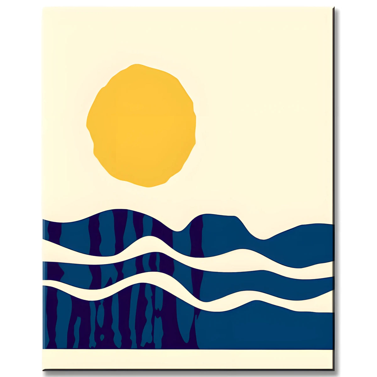 Malen nach Zahlen Kunst Minimalismus Sonne und Wellen