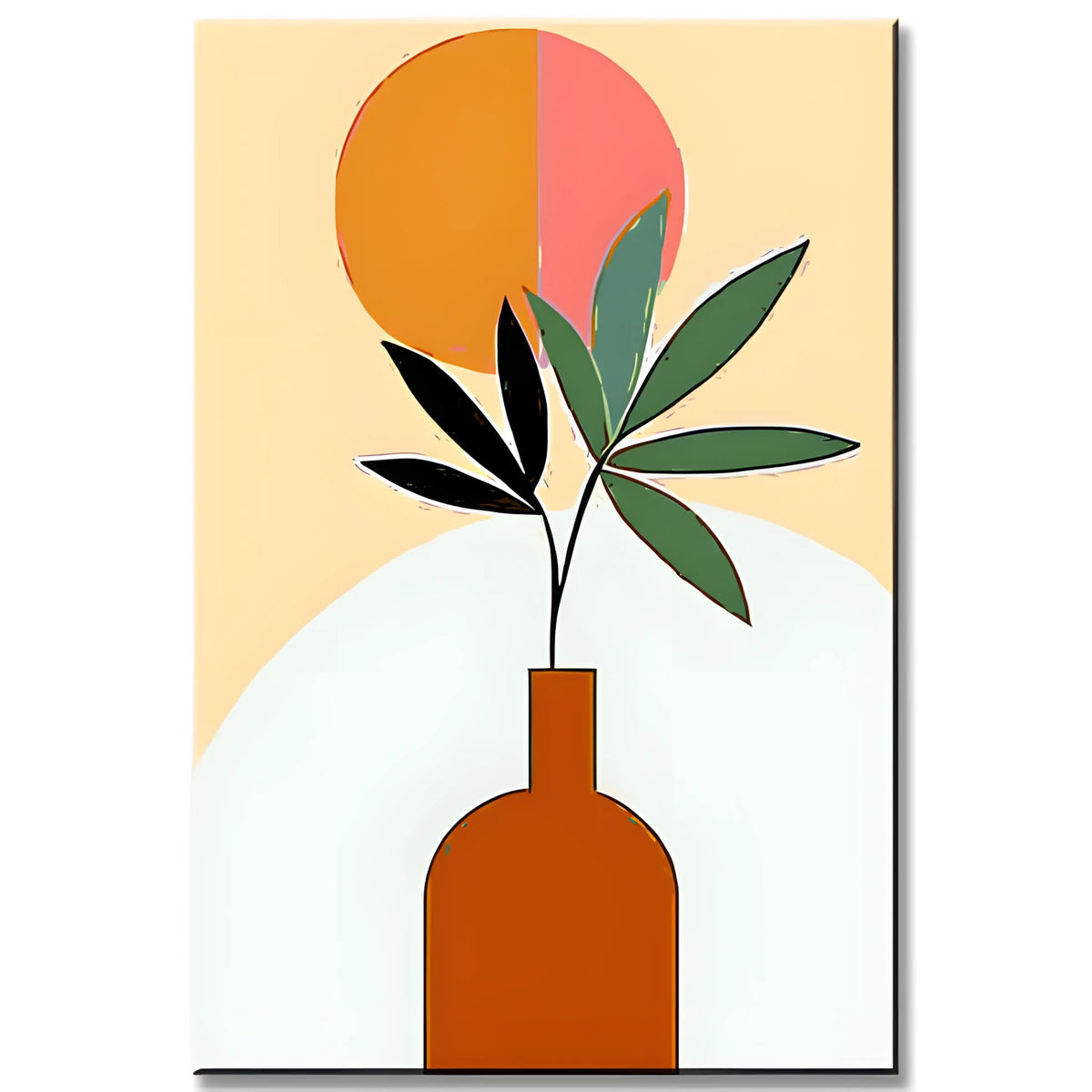 Malen nach Zahlen Kunst Minimalismus Pflanze in Vase mit Sonne