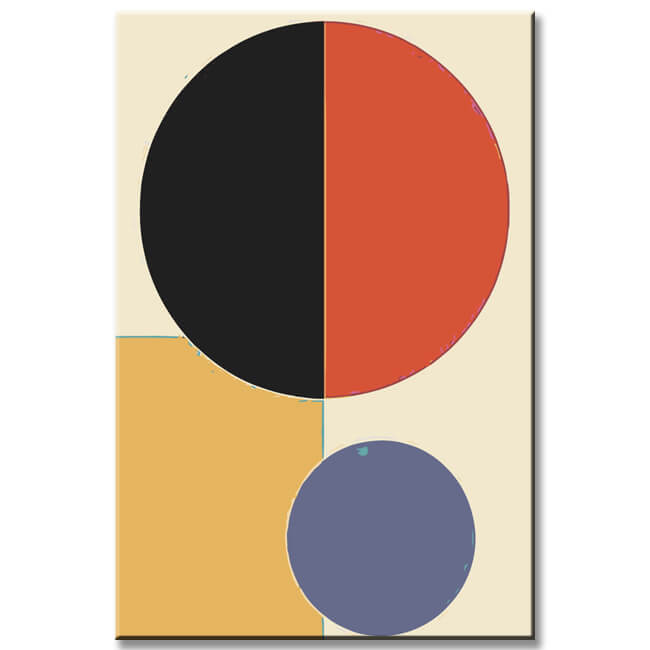 Malen nach Zahlen Kunst Minimalismus farbige Formen und blaue Kugel