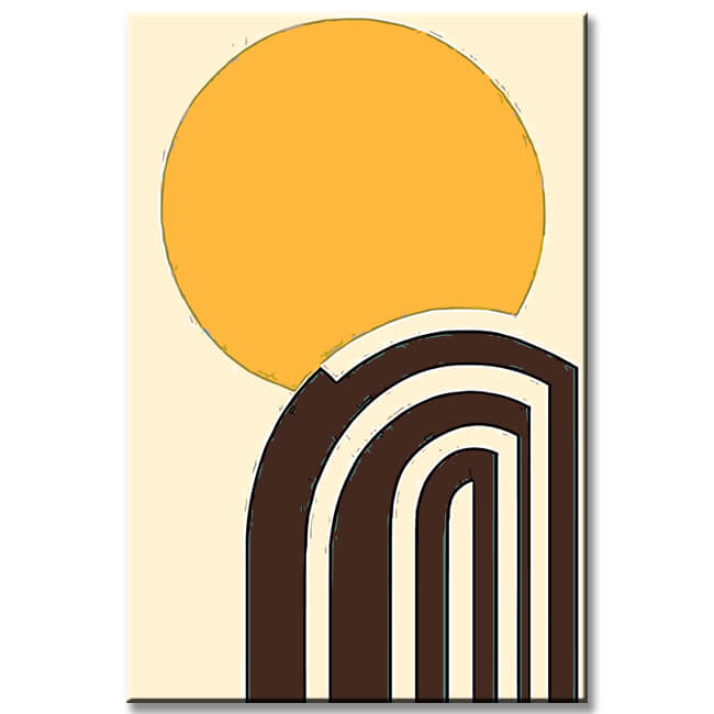 Malen nach Zahlen Kunst Minimalismus Sonne und schwarze Linien