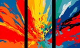 Malen nach Zahlen Moderne Kunst Farbenexplosion 3-teilig Triptychon