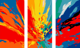 Malen nach Zahlen Moderne Kunst Farbenexplosion 3-teilig Triptychon