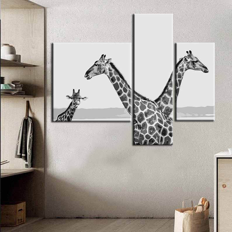 Malen nach Zahlen FotoKunst Giraffen 3-teilig