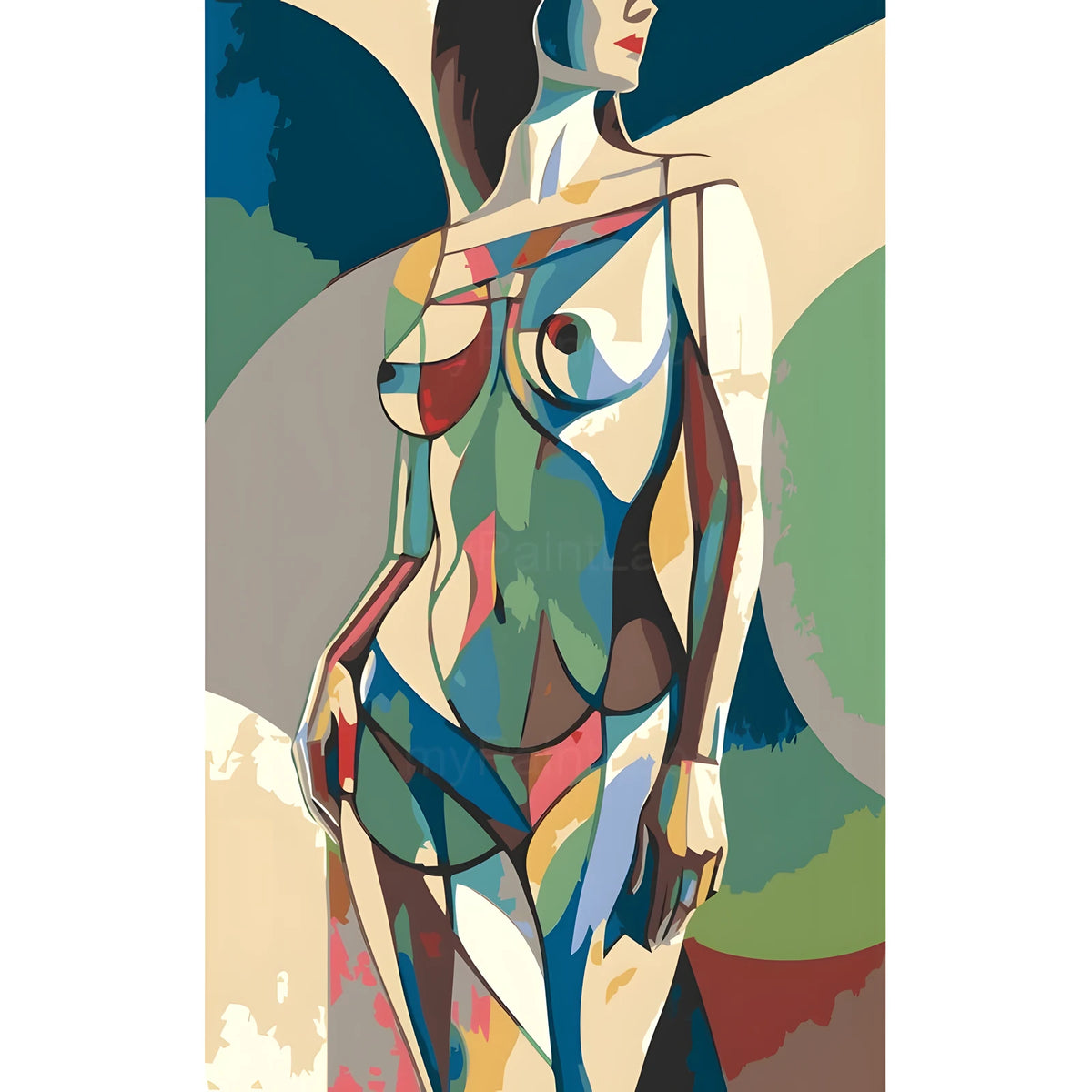 Malen nach Zahlen Akt Frau Geometrisch Elegant Modern Stilvoll