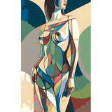 Malen nach Zahlen Akt Frau Geometrisch Elegant Modern Stilvoll