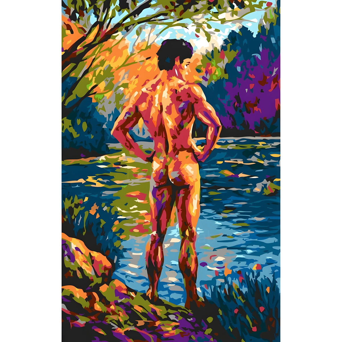Malen nach Zahlen Akt Mann Landschaft Bunt Modern Kunst