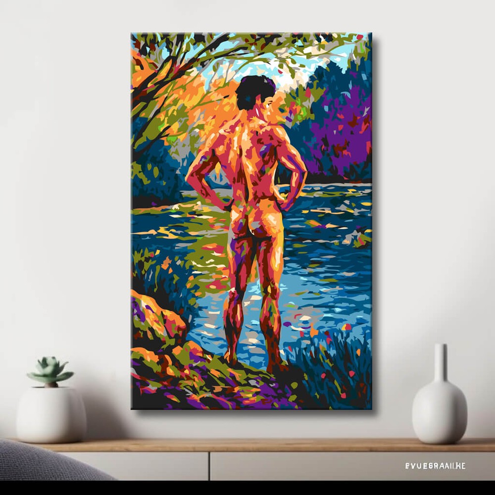 Akt Mann modern bunt DIY Kunst Deko modernes Wandbild