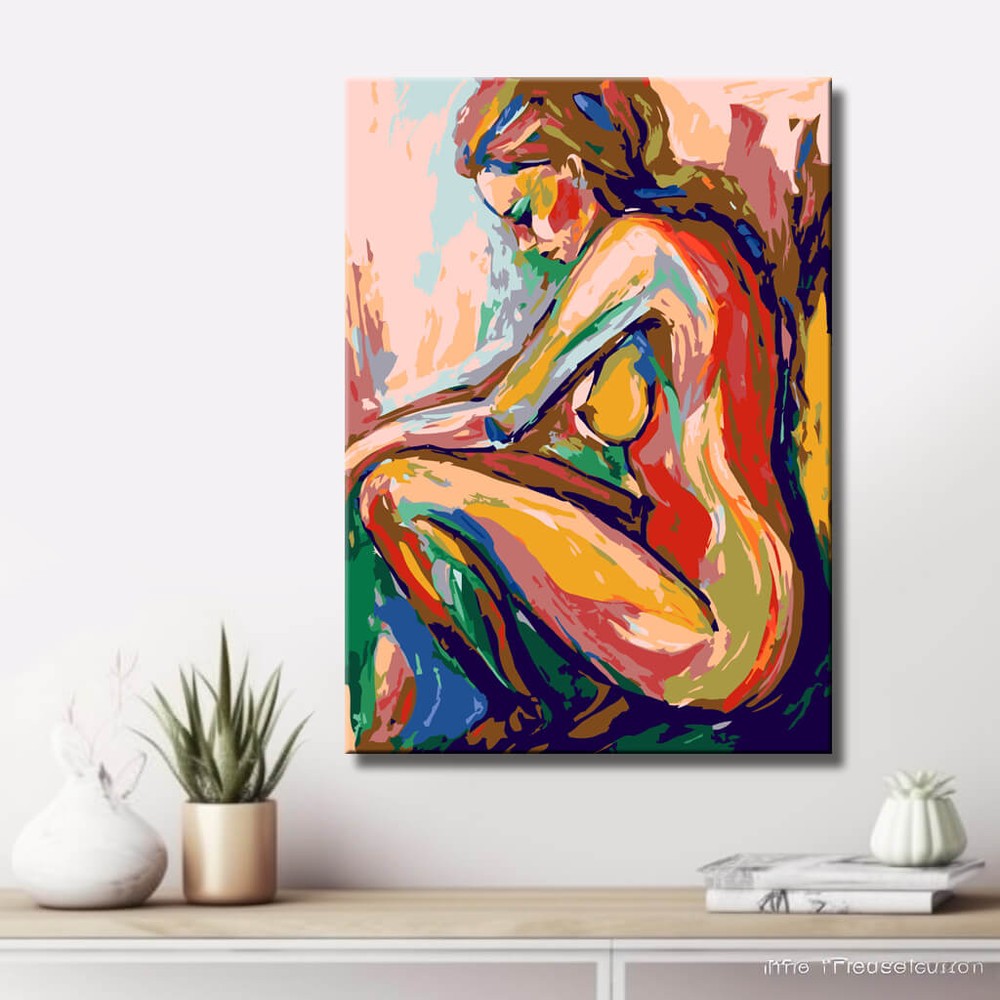 Malen nach Zahlen Akt Frau abstrakt bunt DIY Kunst Deko modernes Wandbild