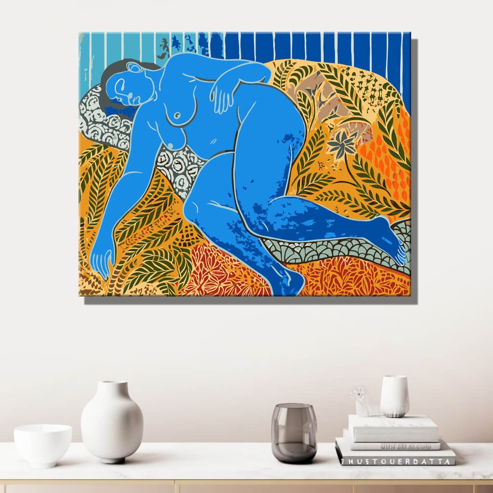 Malen nach Zahlen Akt Frau blau DIY Kunst Deko modernes Wandbild