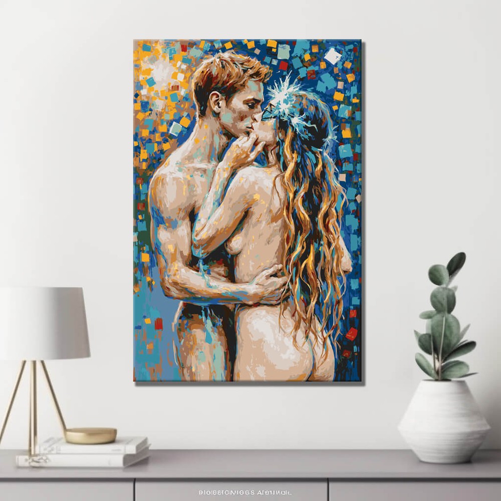 Malen nach Zahlen Akt Paar Kuss DIY Kunst Deko modernes Wandbild