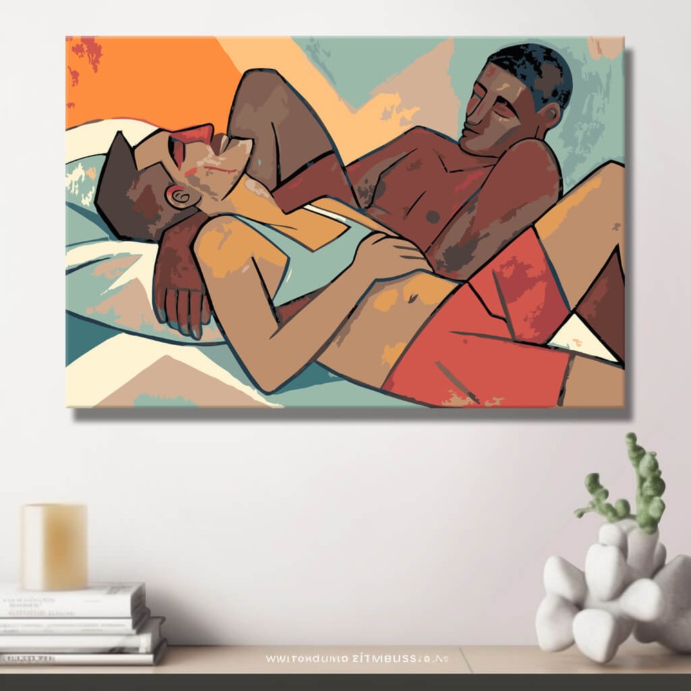 Malen nach Zahlen Akt Paar liegend DIY Kunst Deko modernes Wandbild