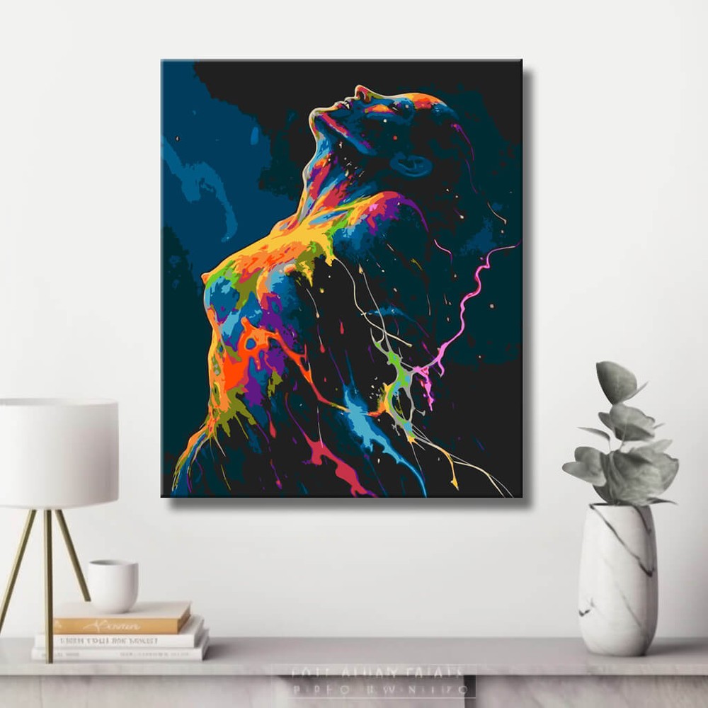 Malen nach Zahlen Akt Frau bunt dynamisch DIY Kunst Deko modernes Wandbild