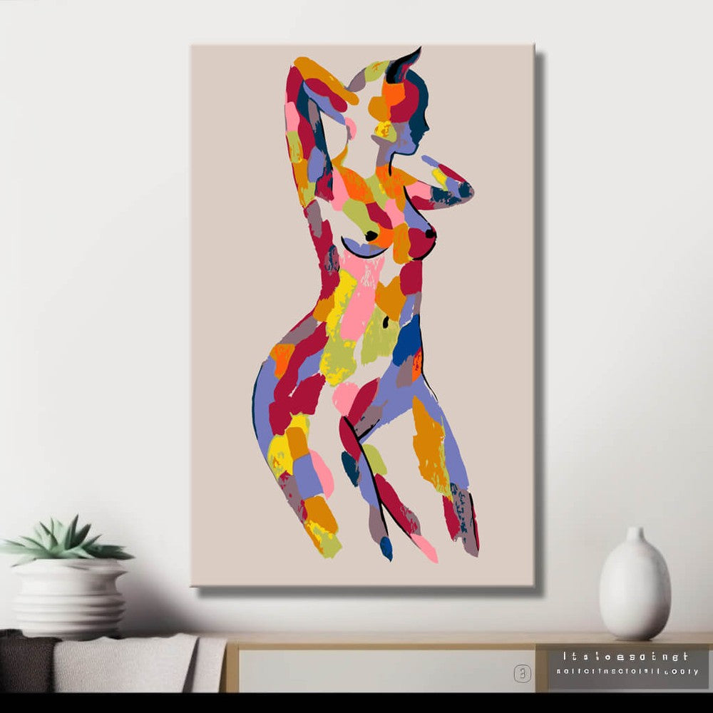 Malen nach Zahlen Akt Frau Farbflächen stehend DIY Kunst Deko modernes Wandbild