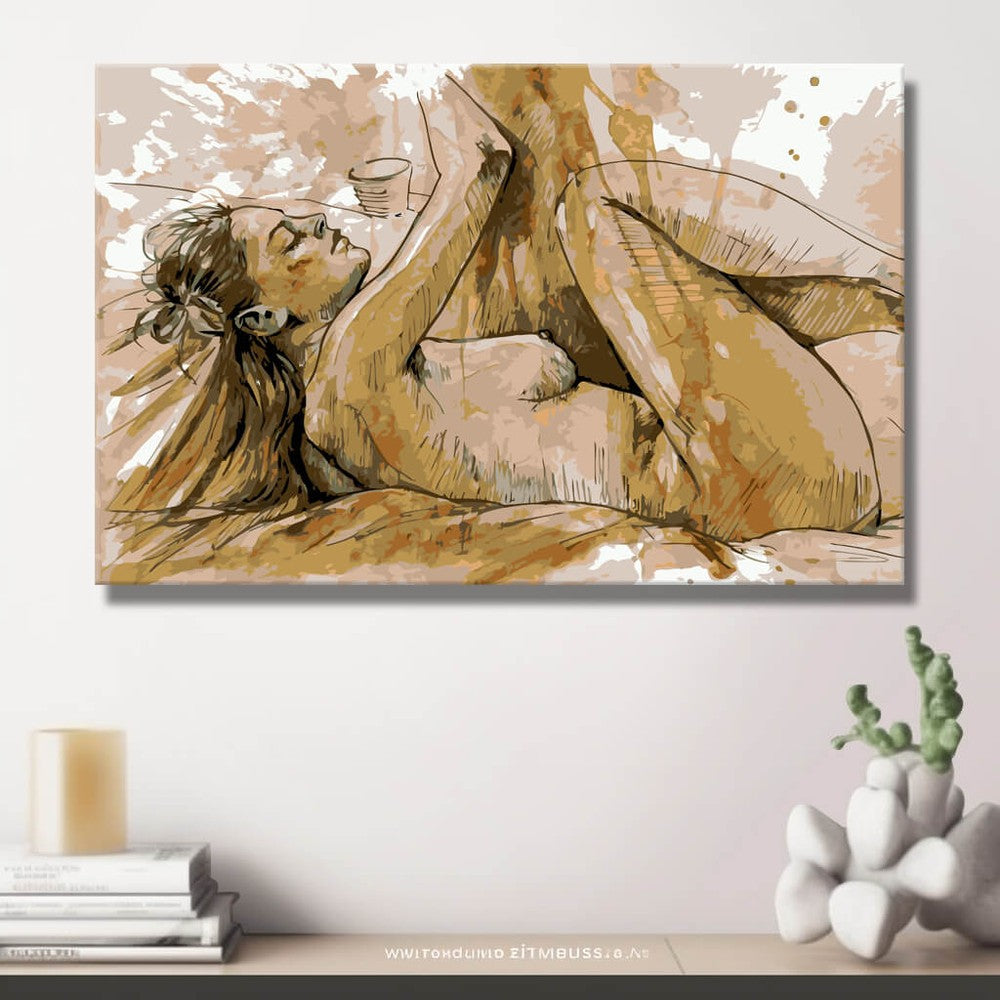 Malen nach Zahlen Akt Frau Skizze liegend DIY Kunst Deko modernes Wandbild