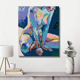 Malen nach Zahlen Akt Frau abstrakt blau sitzend DIY Kunst Deko modernes Wandbild