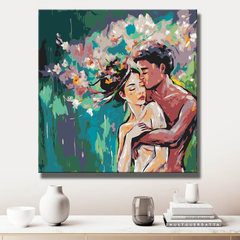 Malen nach Zahlen Paar Liebe Blumen Romantisch