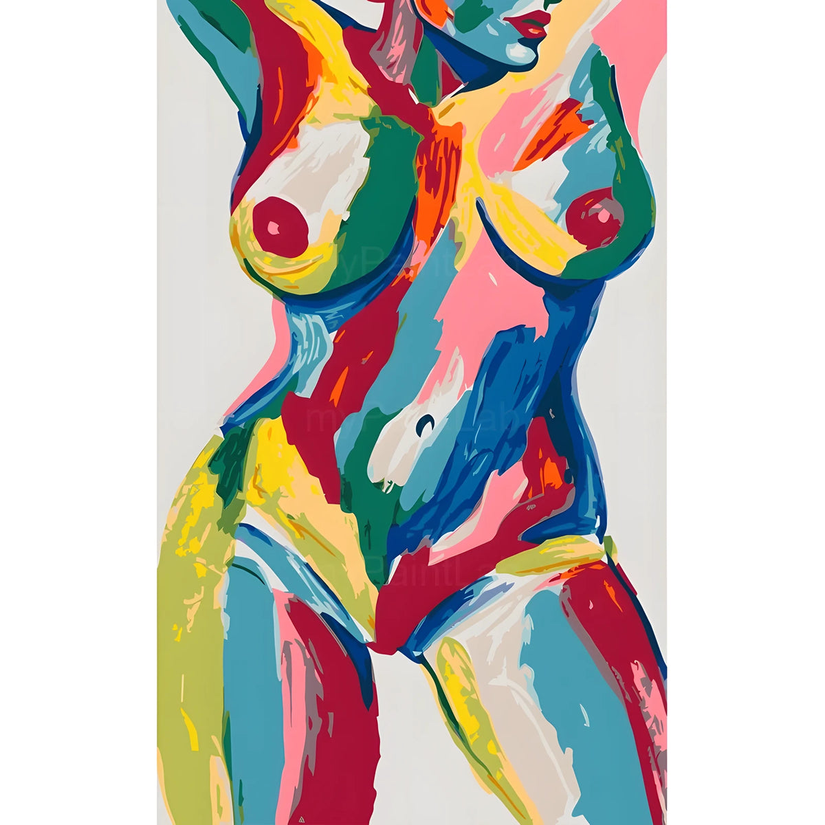Malen nach Zahlen Akt Frau Farbig Popart
