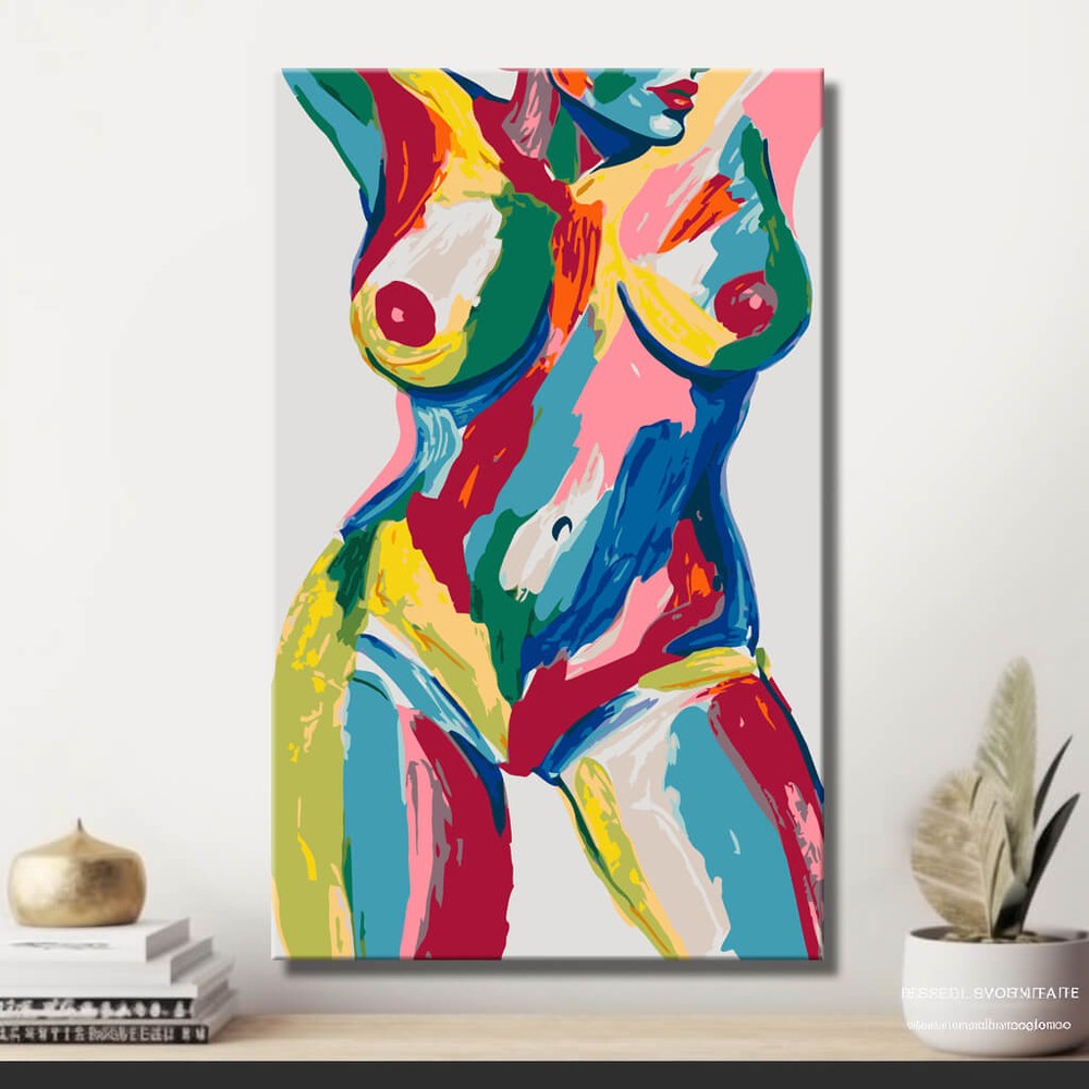 akt frau farbig popart DIY Kunst Deko modernes Wandbild