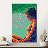 Akt Frau Profil bunt geometrisch DIY Kunst Deko modernes Wandbild