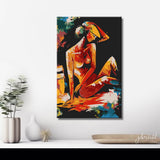 Akt Frau kniend rot intensiv DIY Kunst Deko modernes Wandbild