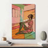 Akt Frau geometrisch sitzend DIY Kunst Deko modernes Wandbild