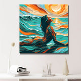 Akt Frau Meer Sonnenuntergang DIY Kunst Deko modernes Wandbild