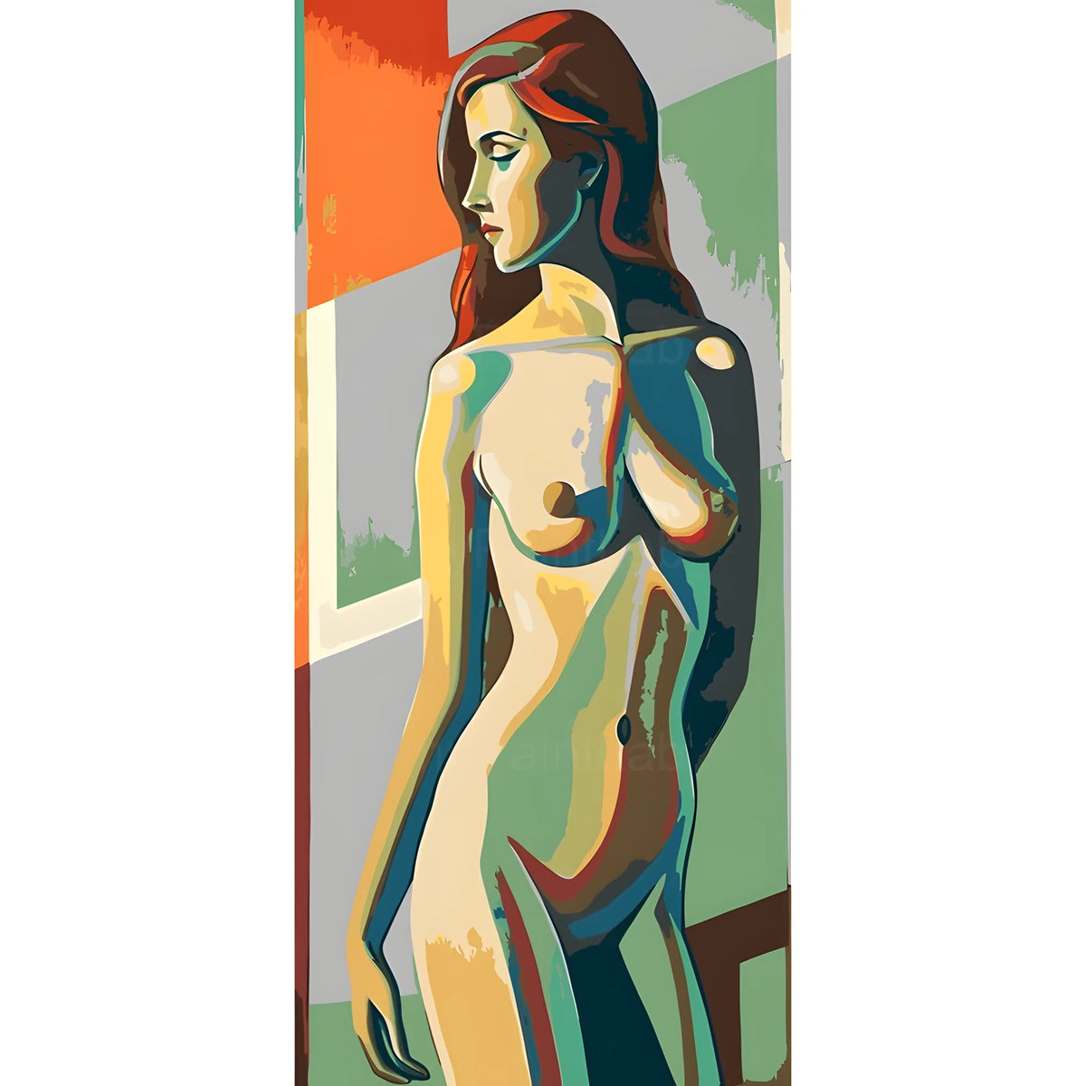 Malen nach Zahlen Akt Frau Stehend Modern Geometrisch Bunt