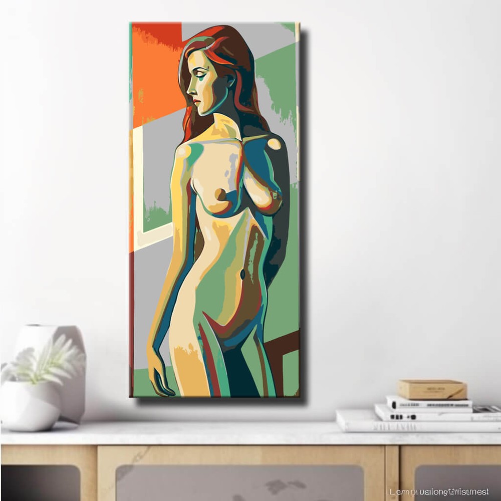 Akt Frau stehend geometrisch modern DIY Kunst Deko modernes Wandbild