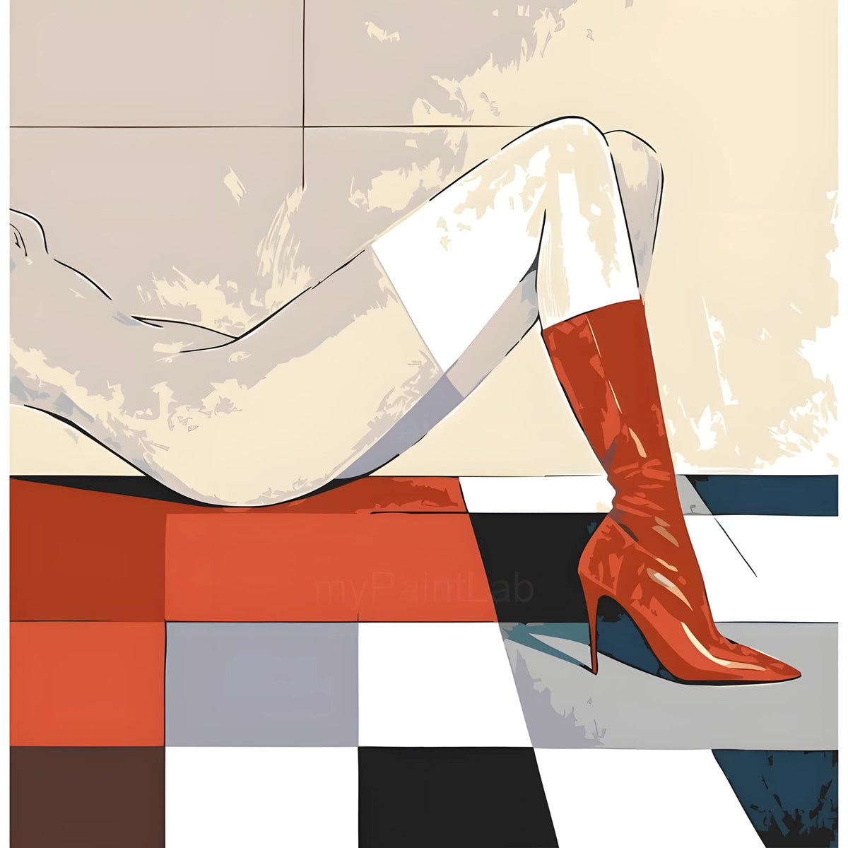Malen nach Zahlen Akt Frau Beine Rote Stiefel Modern Fashion Stil