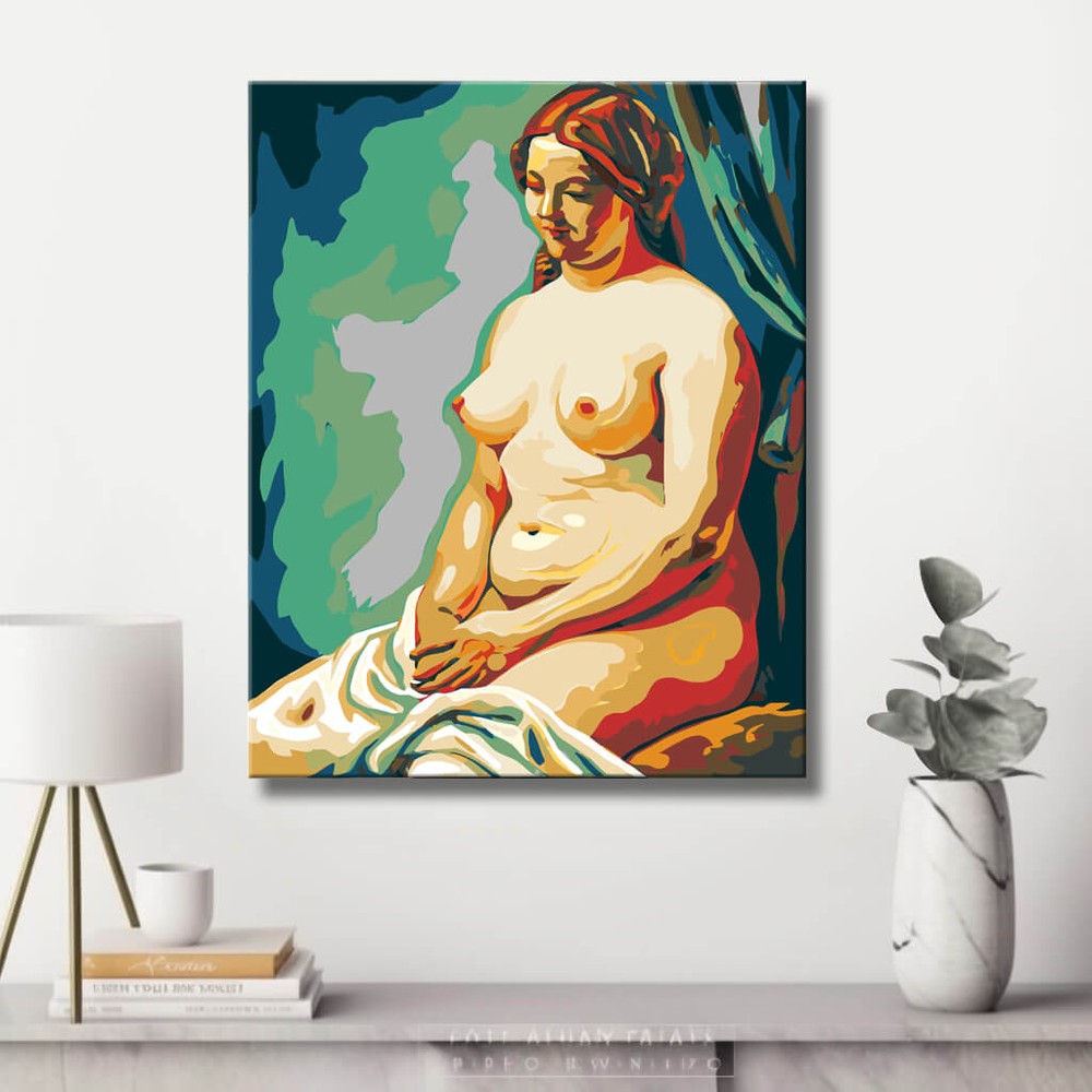 Akt Frau sitzend weich klassisch DIY Kunst Deko modernes Wandbild