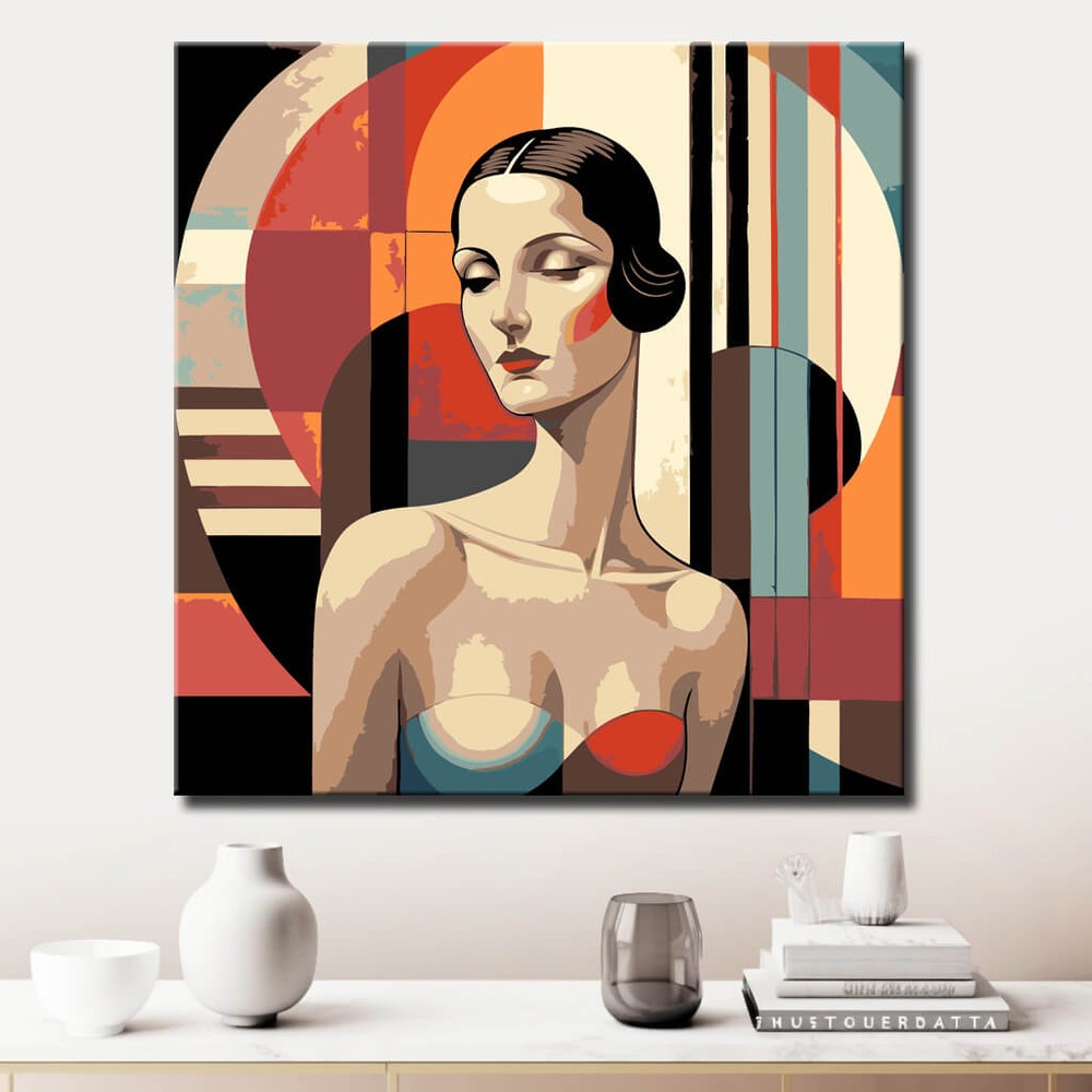 Akt Frau geometrisch Art Deco DIY Kunst Deko modernes Wandbild