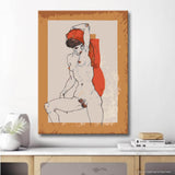 Akt Frau rotes Tuch klassisch DIY Kunst Deko modernes Wandbild