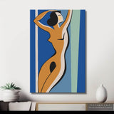 Akt Frau minimalistisch blau DIY Kunst Deko modernes Wandbild