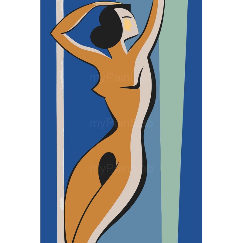 Akt Frau minimalistisch blau