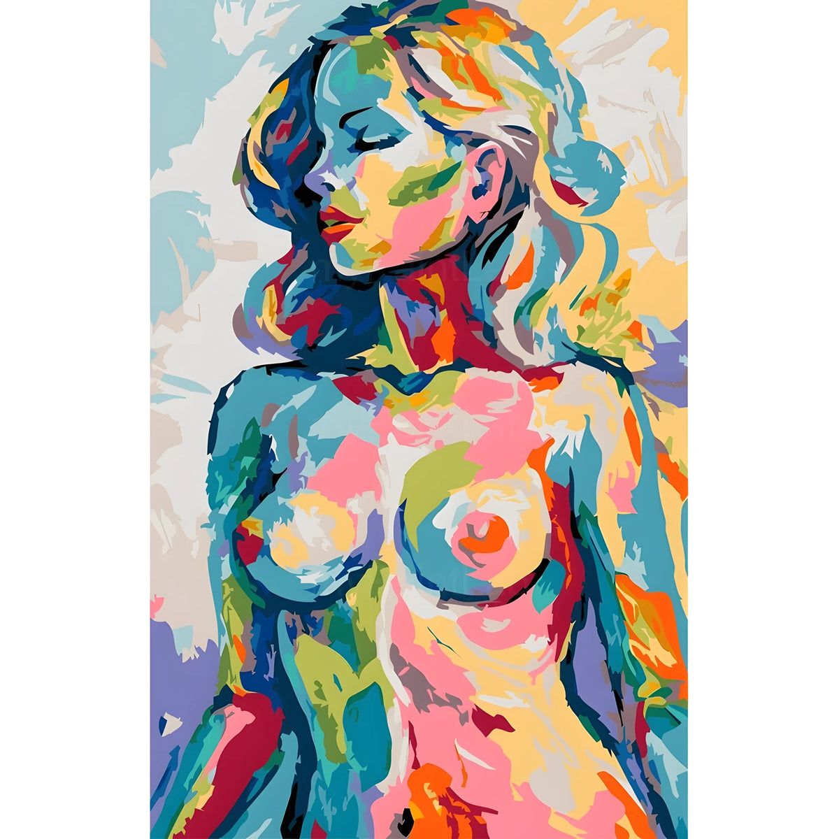 Malen nach Zahlen Akt Frau Abstrakt Bunt Portrait Modern Kreativ